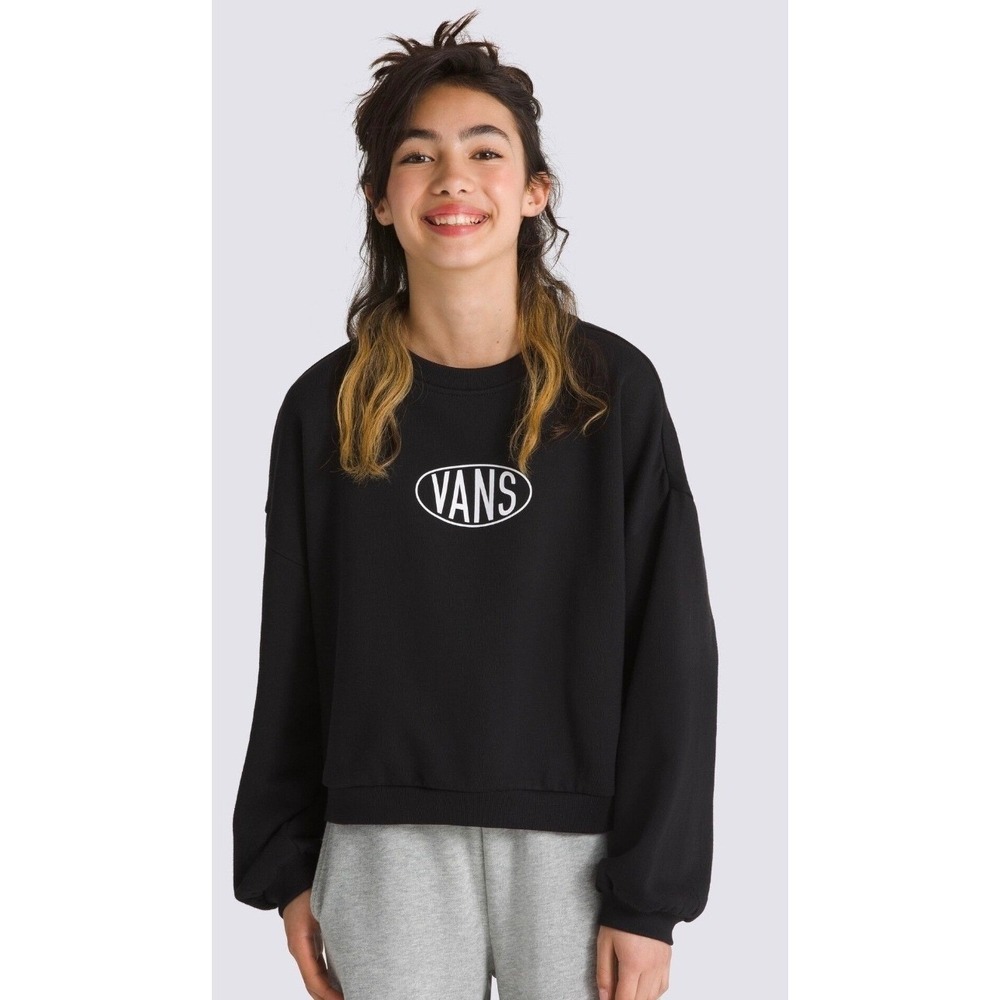 Brand New Vans Kids Name Drop Loose Crew Sweater Black Size Large (14)
